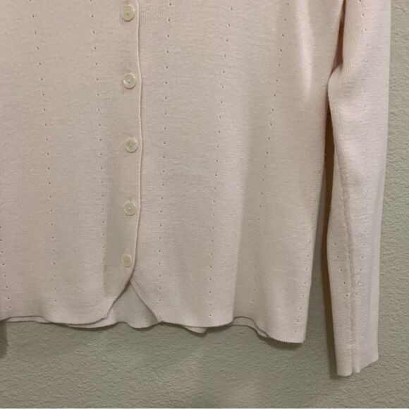 STEPHANIE PARKS SWEATER WOMEN’S MP PASTEL PINK V-NECK CARDIGAN DETAILED. - Picture 4 of 10
